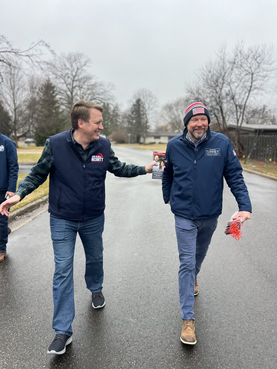 Big thanks to Senate Republican Leader Aric Nesbitt for coming out and knocking doors with Team Tunney in Saginaw today! 20 days until absentee ballots hit - let's go!