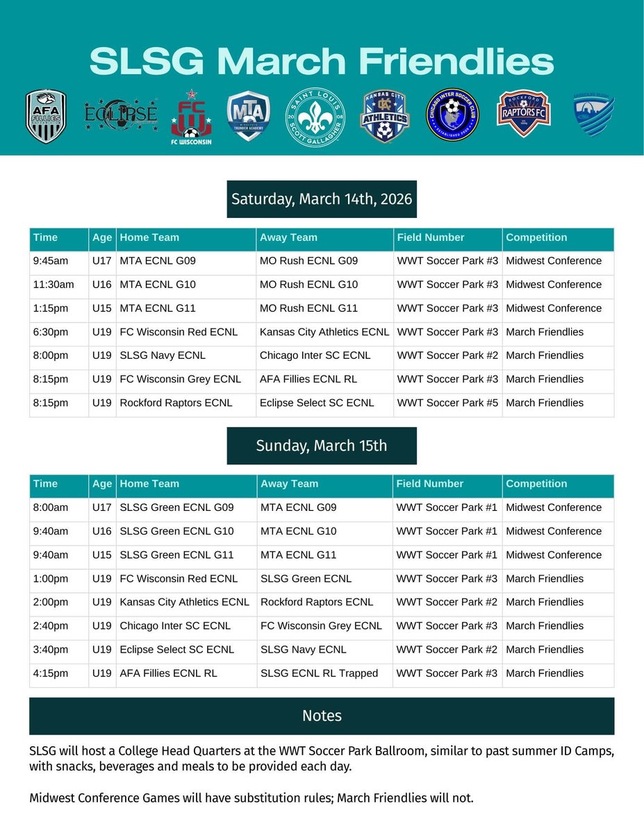 Annakatemusiek's tweet photo. @SLSGSoccerClub ECNL Navy Spring team games kick off March 13 and 14! I'll be playing at 8pm on Saturday and 3:40pm on Sunday.
@ImYouthSoccer @PrepSoccer @TopDrawerSoccer https://t.co/DBAfPQPjq0