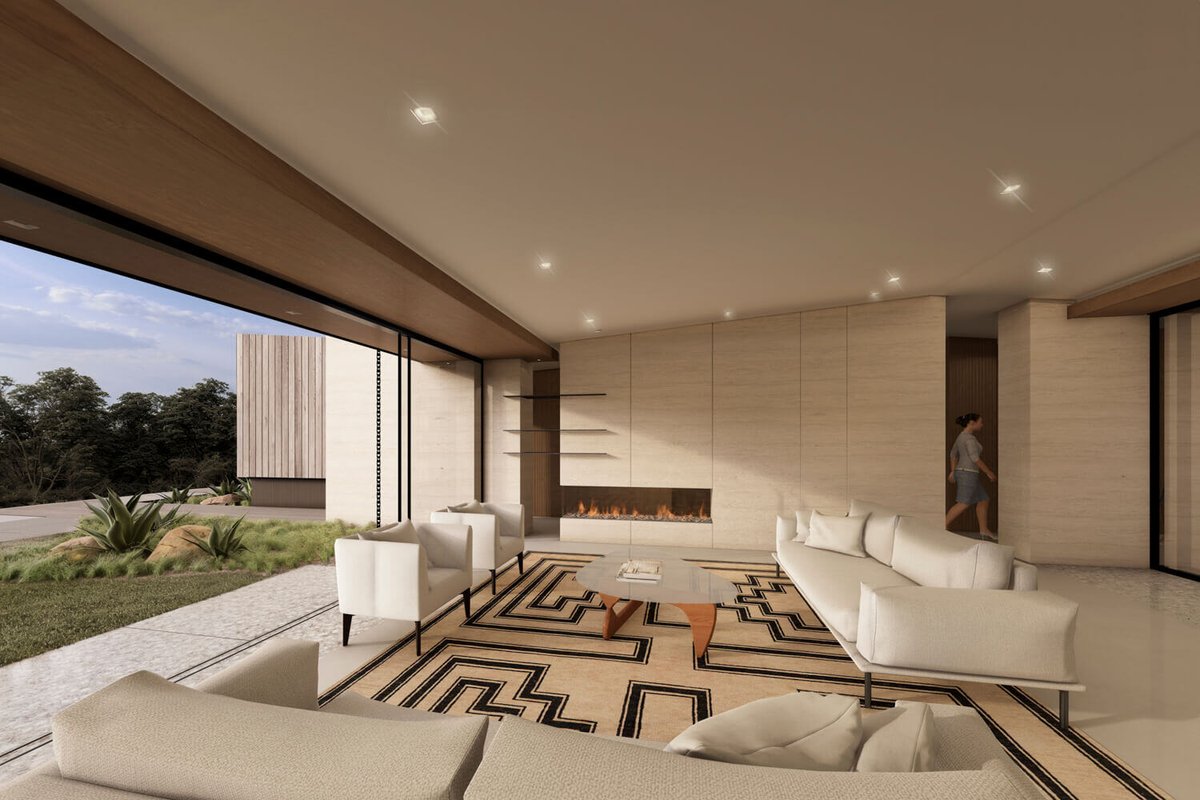 The living room is conceived as a transparent hinge between front and back yards, opening wide on both sides through large sliding glass doors. This dual exposure allows the space to breathe with natural light and coastal air.
.
INSPIRE | CREATE | IMPACT