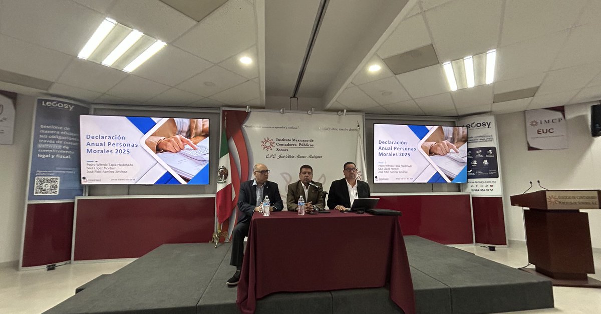 ⭕ #Curso: "Declaración Anual de Personas Morales"
Expositores:
CPC. Saúl López Montiel.
CPC. Pedro Tapia Maldonado.
CPC. José Fidel Ramírez Jiménez.