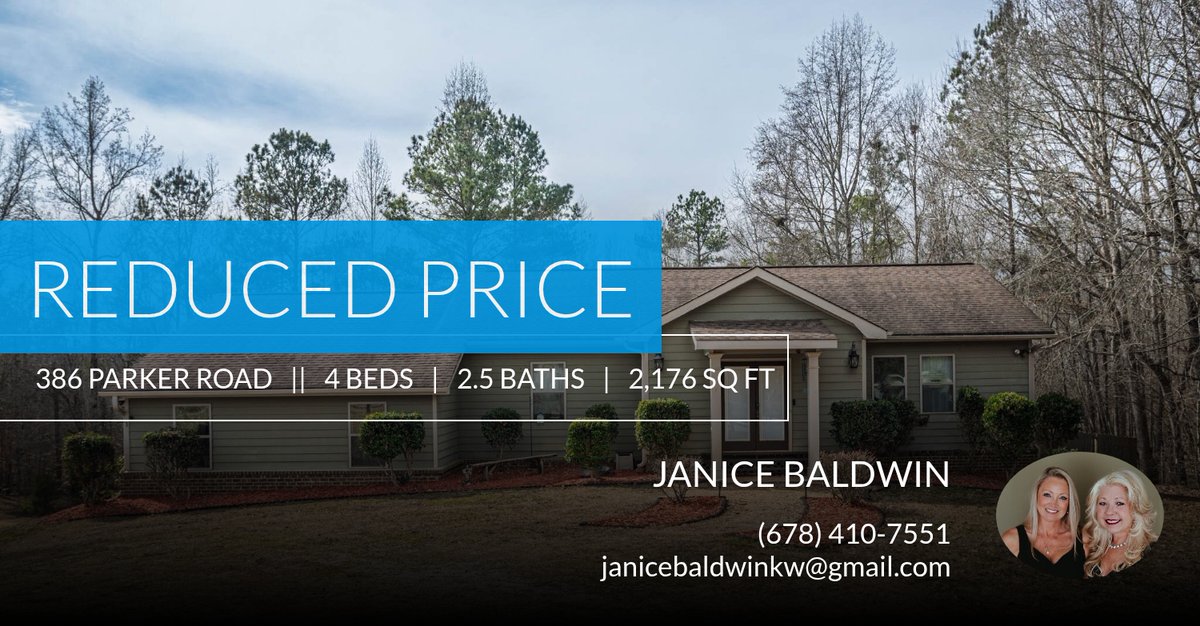 📍 Reduced Price 📍 This recently reduced home at 386 Parker Road in Covington won't last long, so, don't wait to set up a showing! Reach out here or at (678) 410-7551 for more information!

Janice Baldwin
(678)410-7551
"Investing ... homeforsale.at/386_PARKER_ROA…