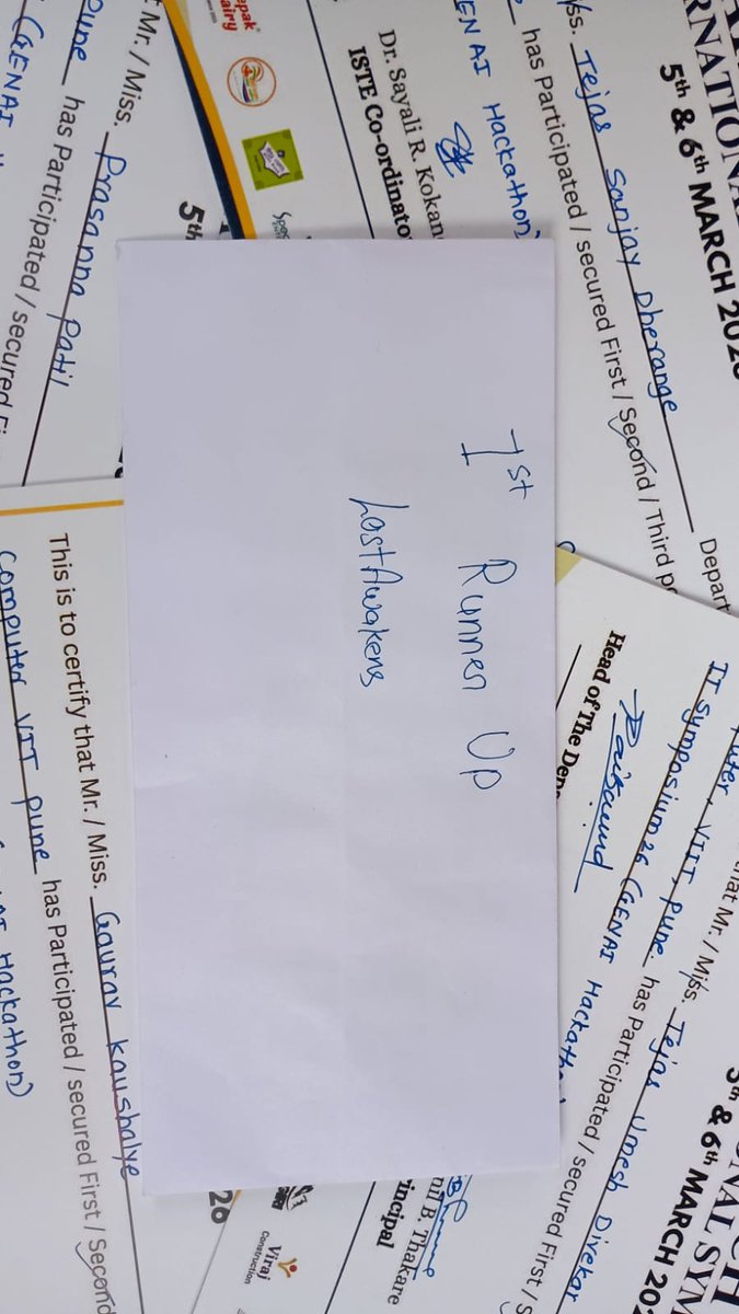 Tejas_0099's tweet photo. Small win,but imapctful.
6 hours, one problem: convert handwritten notes → quizzes + contextual chat with a local RAG pipeline.
Walked away with 1st Runner Up at the IT Symposium. https://t.co/XwLKUp2qOU