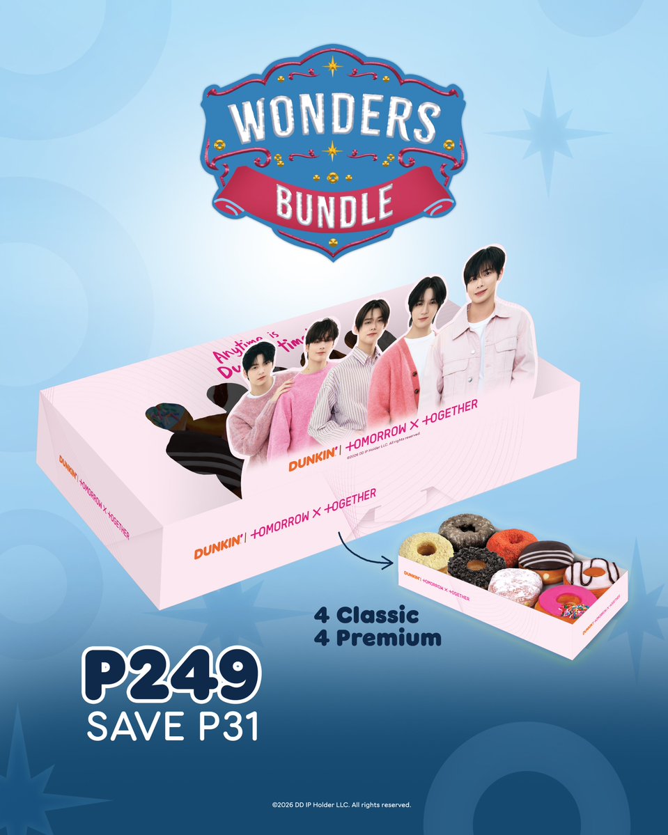 Unbox the Wonders Bundle and get the limited edition <a href="/TXT_bighit/">TXT OFFICIAL</a> box. Now available at select stores nationwide. 💙🍩 #DunkinPH_TXT #TOMORROW_X_TOGETHER #TXT