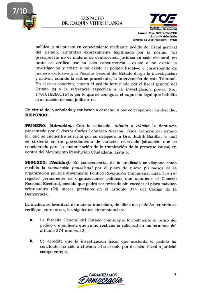 La suspensión por nueve meses de la Revolución Ciudadana por parte del Tribunal Contencioso Electoral no es justicia, es miedo a las urnas. Quieren sacar de las elecciones a la principal fuerza de oposición porque Daniel Noboa sabe que el pueblo rechaza su gestión y que ADN será