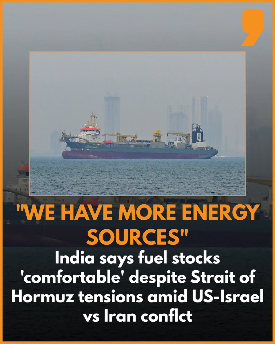 News9Tweets's tweet image. The Centre has said it currently holds adequate reserves of crude oil and fuel and remains in a “comfortable position” despite rising tensions around the #StraitsofHormuz, a critical global energy shipping route.

#MiddleEast #MiddleEastTensions #IranWar2026 #IsraelIranConflict