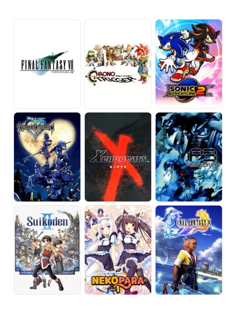SephirothSword_'s tweet photo. 9 Games that made me who I am 
#My9Games #私を構成する9つのゲーム https://t.co/Um2jty9MY0