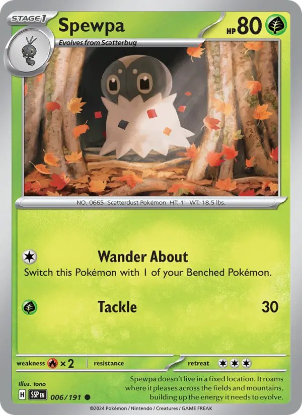 cardpendium's tweet photo. Card of the Day: Spewpa
Game: #Pokemon     
Set: Surging Sparks  
Link: https://t.co/phiD6WPGTC https://t.co/s7nt3tHQ4p