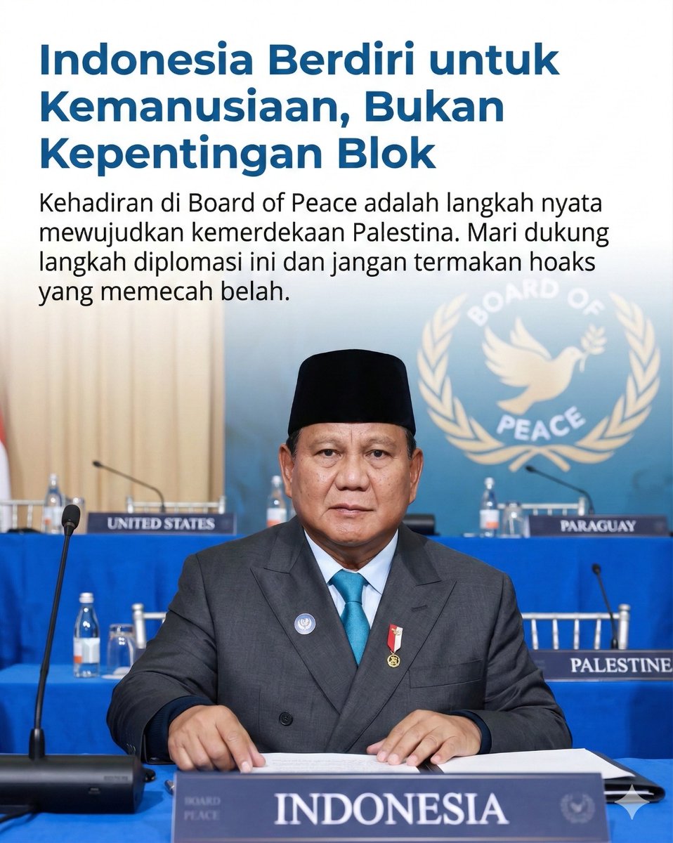 DengRama's tweet photo. Memperjuangkan kemerdekaan Palestina adalah misi mulia Indonesia di  forum Board of Peace. Mari kita dukung penuh diplomasi berdaulat ini.  #BoardofPeace #Palestina https://t.co/MyKTyToiPe