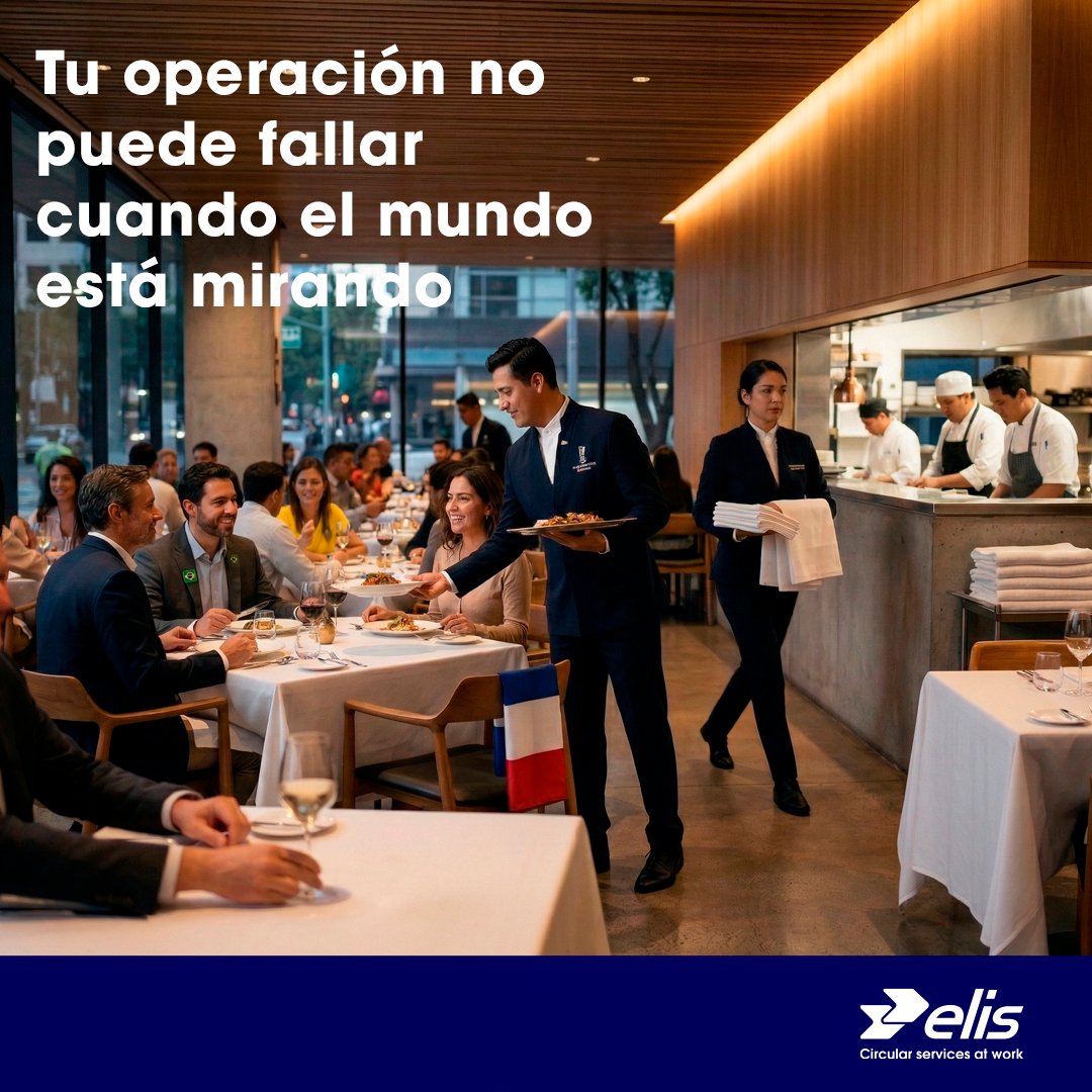 Elis_Mexico's tweet photo. El Mundial 2026 traerá una presión operativa sin precedentes para restaurantes en ciudades sede. La pregunta no es si tendrás más clientes, sino si tu operación podrá sostener el ritmo. Las operaciones líderes ya están preparando su operación textil desde ahora
 #FIFAWorldCup2026 https://t.co/TefHkXv8X9
