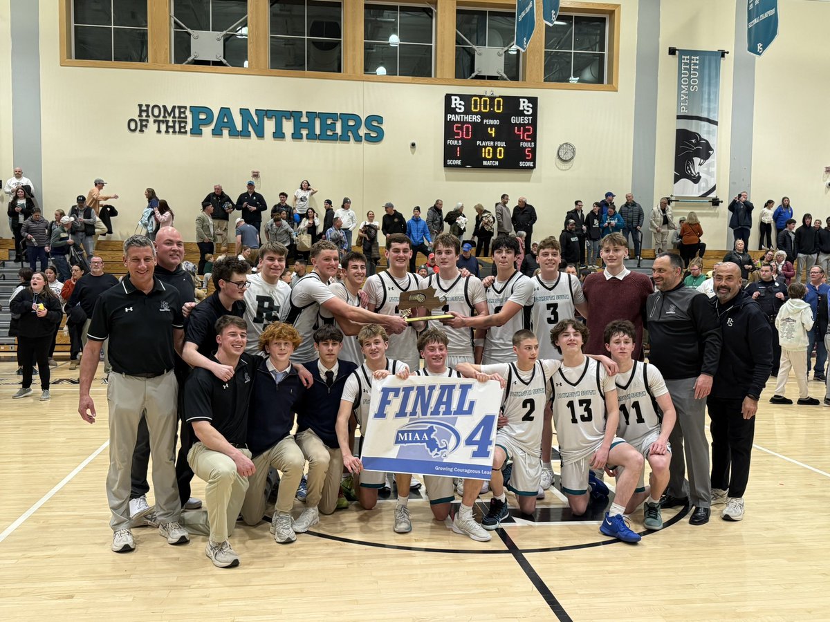 DavidWolcott1's tweet photo. Plymouth South boys basketball is going to the Final 4 for the first time ever. They defeated Mansfield tonight 50-42 and will play either St Mary’s or Chicopee next at a neutral site. Date TBA. https://t.co/FybfLlgYLj