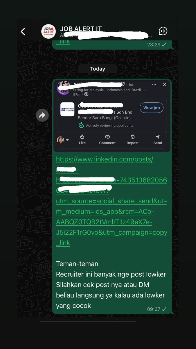 Kenapa aku selalu share loker langsung dari post recruiter dan job applicationnya via email recruiter?

Karna sejauh ini, lowker-lowker seperti itu yang presentase diterimanya paling besar.

Kalau di group whatsapp, aku selalu kasih akses langsung ke profil recruiter dan