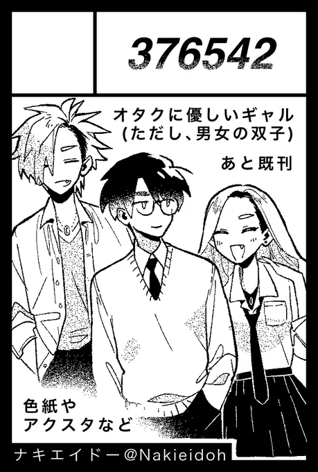 2026年6月7日に東京ビッグサイト東1・2・3・7・8ホールで開催予定のイベント「COMITIA156」へサークル「376542」で申し込みました。 

ききとも2出します〜 