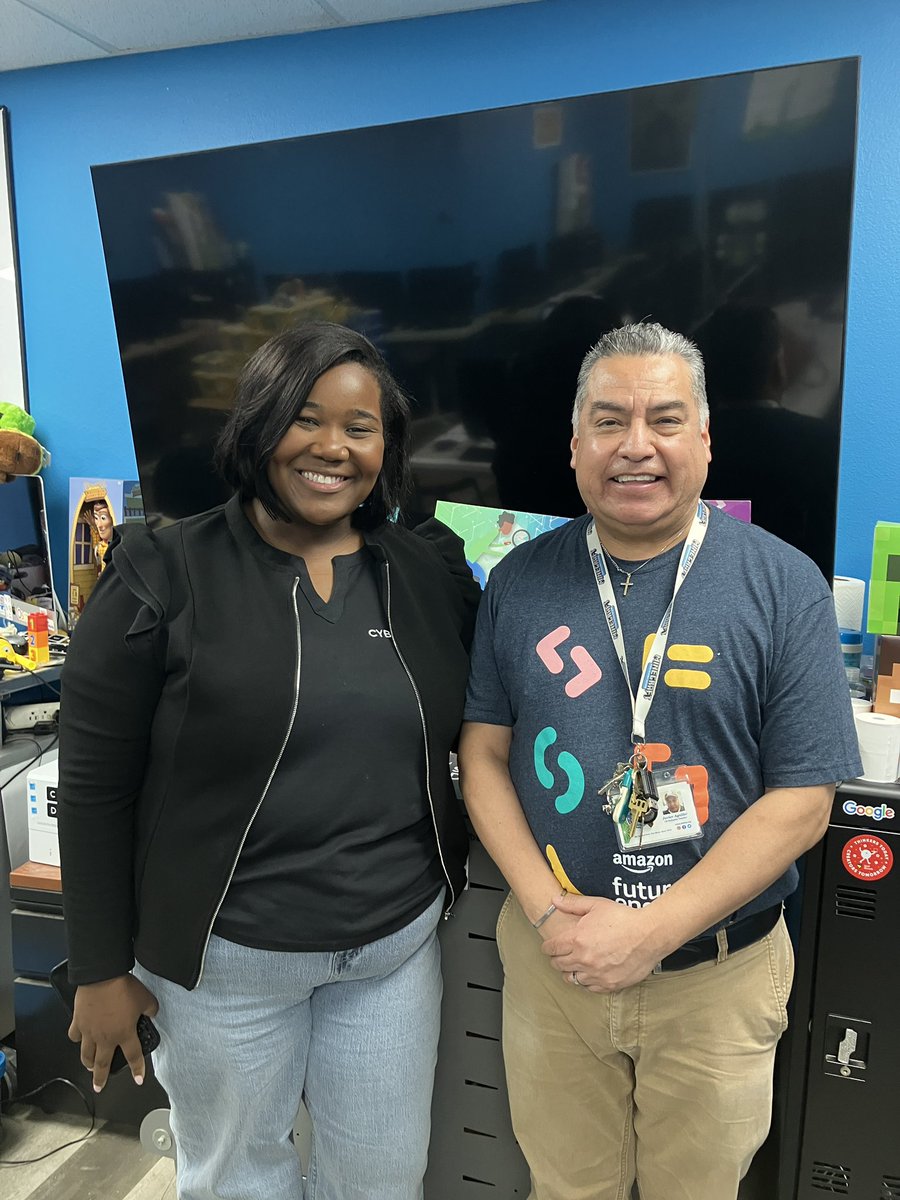 javierfaguilar's tweet photo. We are pleased to welcome Ashley M. to @efwmaschool  
Big thank you the entire @cyber_dot_org team for their continued support in empowering educators &amp; students @javierfaguilar @dfwcsta #learning #teamwork #equity #diversity #confidence #creativity #ITeachCS #ITeachCybersecurity https://t.co/6Es4TRU3Jo