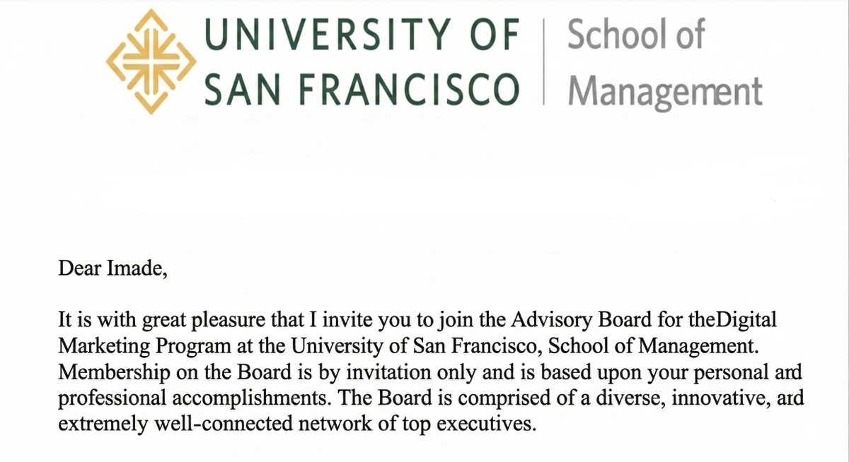 I’m honoured to be joining the the Board of Advisors at University of San Francisco Business School <a href="/USFSOM/">USF Management</a>  to help shape Digital Marketing &amp; other programs