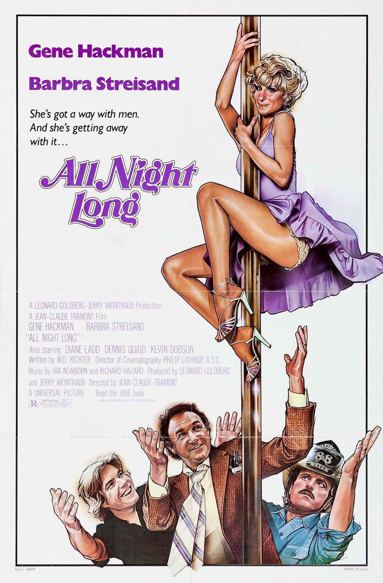FilmNewsNos's tweet photo. 🎬MOVIE HISTORY: 45 years ago today, March 6, 1981, the movie ‘All Night Long’ opened in theaters!
#BarbraStreisand #GeneHackman #DennisQuaid #DianeLadd #KevinDobson #WilliamDaniels #HamiltonCamp #TerryKiser #CharlesSiebert #VerneeWatsonJohnson #JeanClaudeTramont https://t.co/GvfUg1VqzZ