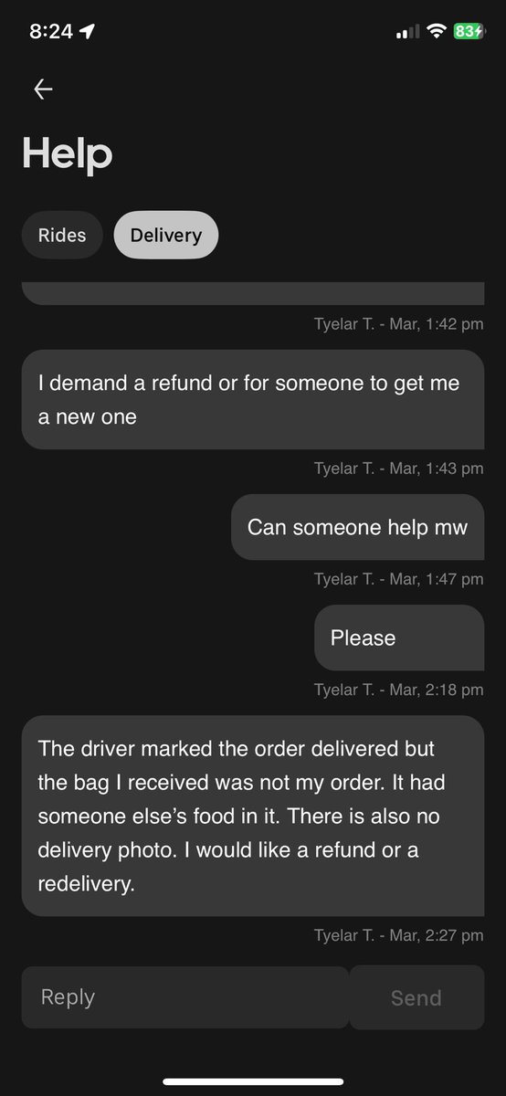 Hddid15's tweet photo. @UberEats My order was marked delivered but I was given someone else’s food. I reported it in the app and it’s been hours with no response. Can someone please look into this and help me get a refund? https://t.co/w7vnPfOKeV