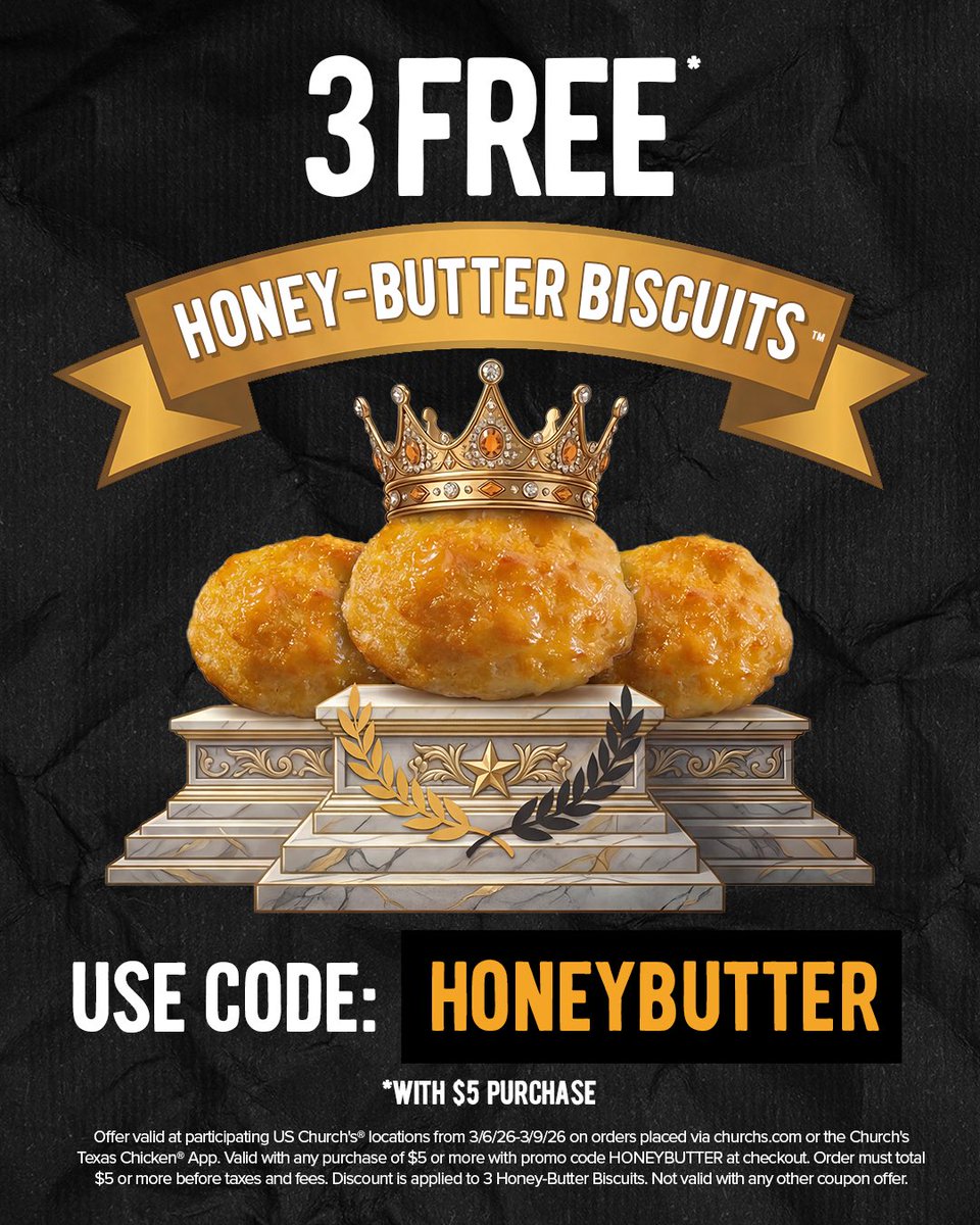 Thanks for holding us down, here’s three free biscuits on us 👇