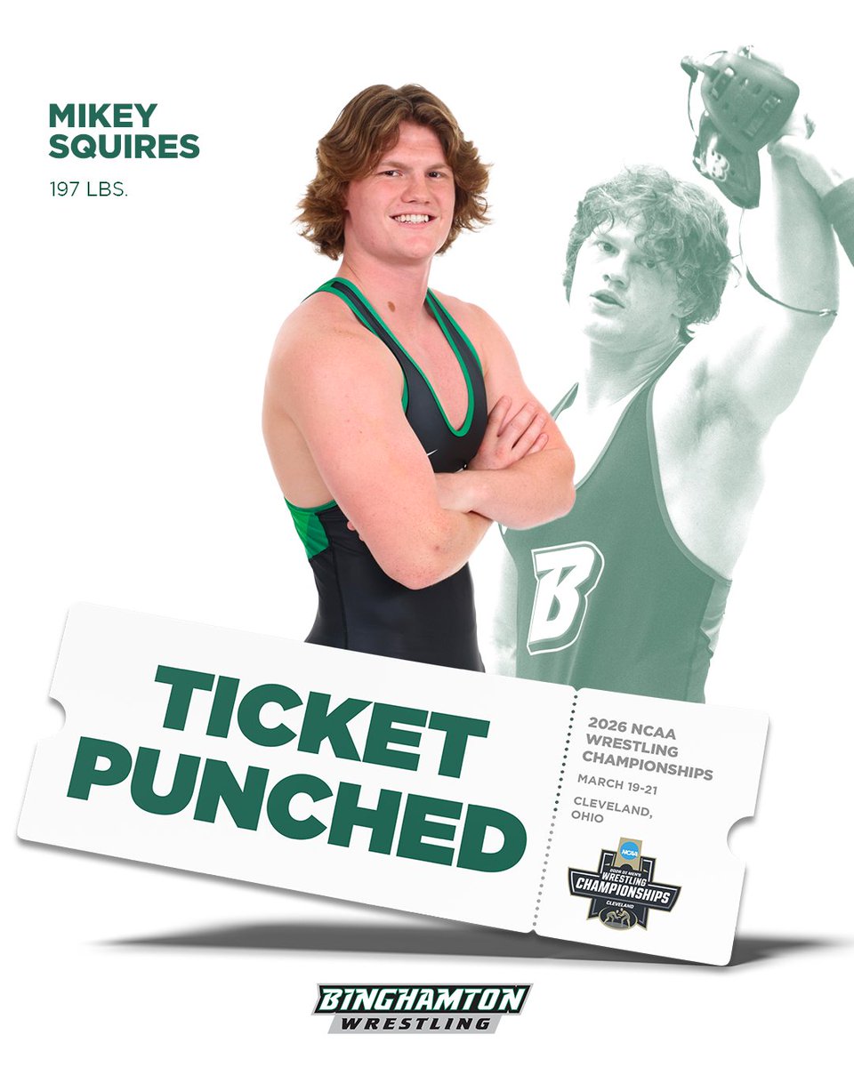 BearcatsWrestle's tweet photo. 𝗛𝗘'𝗦 𝗙𝗜𝗡𝗔𝗟𝗟𝗬 𝗚𝗢𝗜𝗡𝗚 𝗧𝗢 𝗧𝗛𝗘 𝗗𝗔𝗡𝗖𝗘! 🕺

Mikey Squires defeats Army West Point's Wolfgang Frable 6-3 to qualify for nationals!

Mikey will wrestle Bucknell's Dillon Bechtold in the finals tomorrow!

#ONEBinghamton https://t.co/Ls55aLAv9m