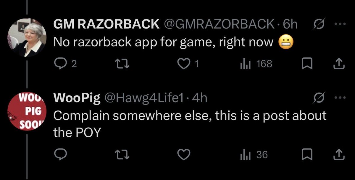 Hawg4Life1's tweet photo. @JustHere4Hogs Literally the person I replied to https://t.co/AsodXXpp6C