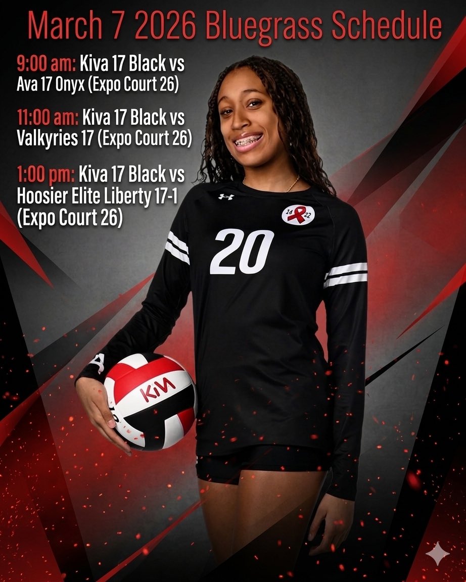 daniellevb2027's tweet photo. Day 2 energy is real! Support Kiva 17 Black as we take on the Bluegrass tournament
March 7 Schedule:
• 9:00 am: Kiva 17 Black vs Ava 17 Onyx Expo court 26
11:00 am: Kiva 17 Black vs Valkyries 17 Expo court 26
1:00 pm: Kiva 17 Black vs Hoosier Elite  Liberty 17-1 Expo court 26 https://t.co/r3JOpQV8rs