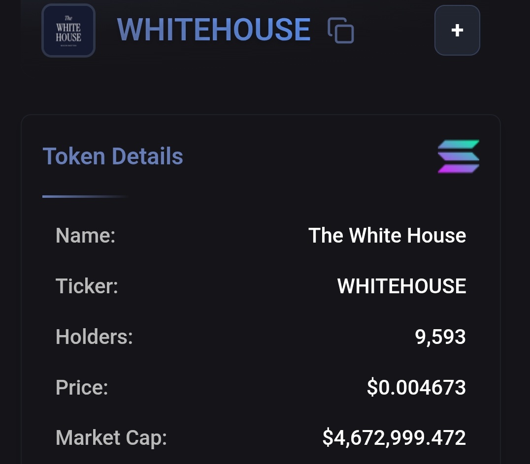 cryptic_caller's tweet photo. $WHITEHOUSE holders are growing insanely fast.

9,593 holders in under 24 hours, pushing toward 10K already.

Momentum like this doesn’t happen by accident. This could go much higher than anyone expects. https://t.co/30oPSINNhR