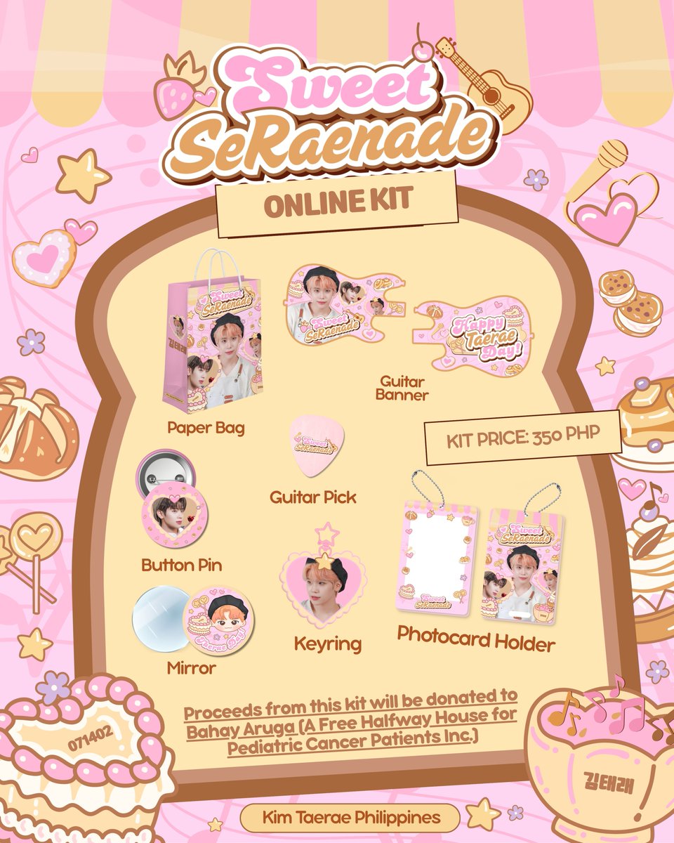 🍬🎸 Sweet SeRAEnade for Kim Taerae 🎸🍰

A melody as gentle as a guitar strum, a sweetness that melts like candy 🍭🎶
 
Celebrating Taerae’s 24th birthday with treats and melodies straight from the heart. Join us for an event filled with sweets and a serenade as warm as his