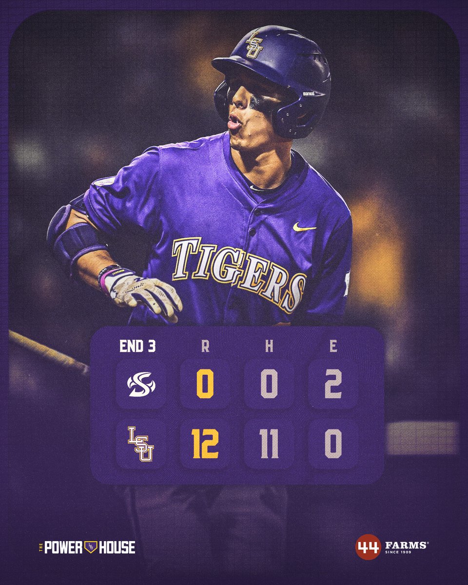 LSUbaseball's tweet photo. Through Three https://t.co/mpdy3rOs00