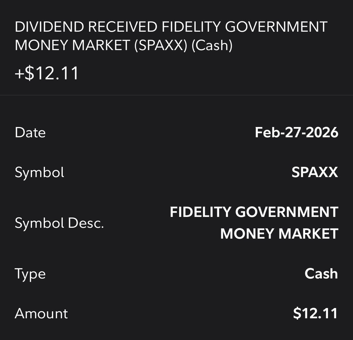 Trading_Dreams's tweet photo. Dividend from end of Feb I forgot to post. Account at $16,433.13 https://t.co/6ERUWkCGLe