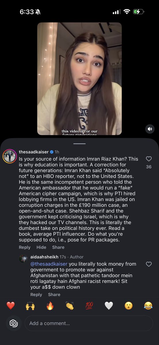 I made a 3 min video abt Israel targeting  Muslims &amp; Iran resisting Zi0s. briefly mentioned Imran Khan but this clown ignored everything else &amp; wrote a whole essay against him. Saad, ill stick to posting PR, better to sell clothes than sell ur soul supporting an evil government