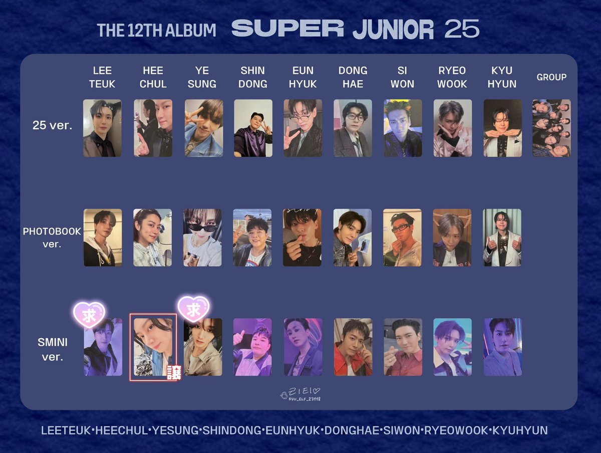 mii8935's tweet photo. SUPER JUNIOR トレカ 交換

12thアルバム SUPERJUNIOR25

【譲】
25ver シウォン
PhotoBook ver ウニョク、キュヒョン
Smini ver ヒチョル

【求】同種 イェソン>イトゥク

3/7、3/8ベルーナで手渡し交換希望です

 #SUPERJUNIOR  #SJ  #ExpressMode https://t.co/j050omvllX