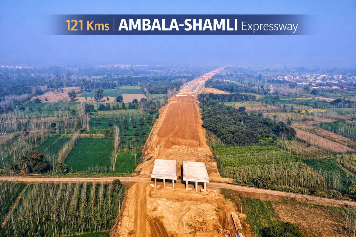 Life_On__Wheels's tweet image. 🚧 अंबाला–शामली एक्सप्रेसवे | Ambala–Shamli #Expressway (121 Km)

Bareilly–Ludhiana Economic Corridor का अहम हिस्सा Ambala–Shamli #Expressway इस समय तेजी से बन रहा है। यह 6-Lane Access Controlled Expressway हरियाणा और उत्तर प्रदेश के बीच connectivity को काफी बेहतर करेगा।

इसके