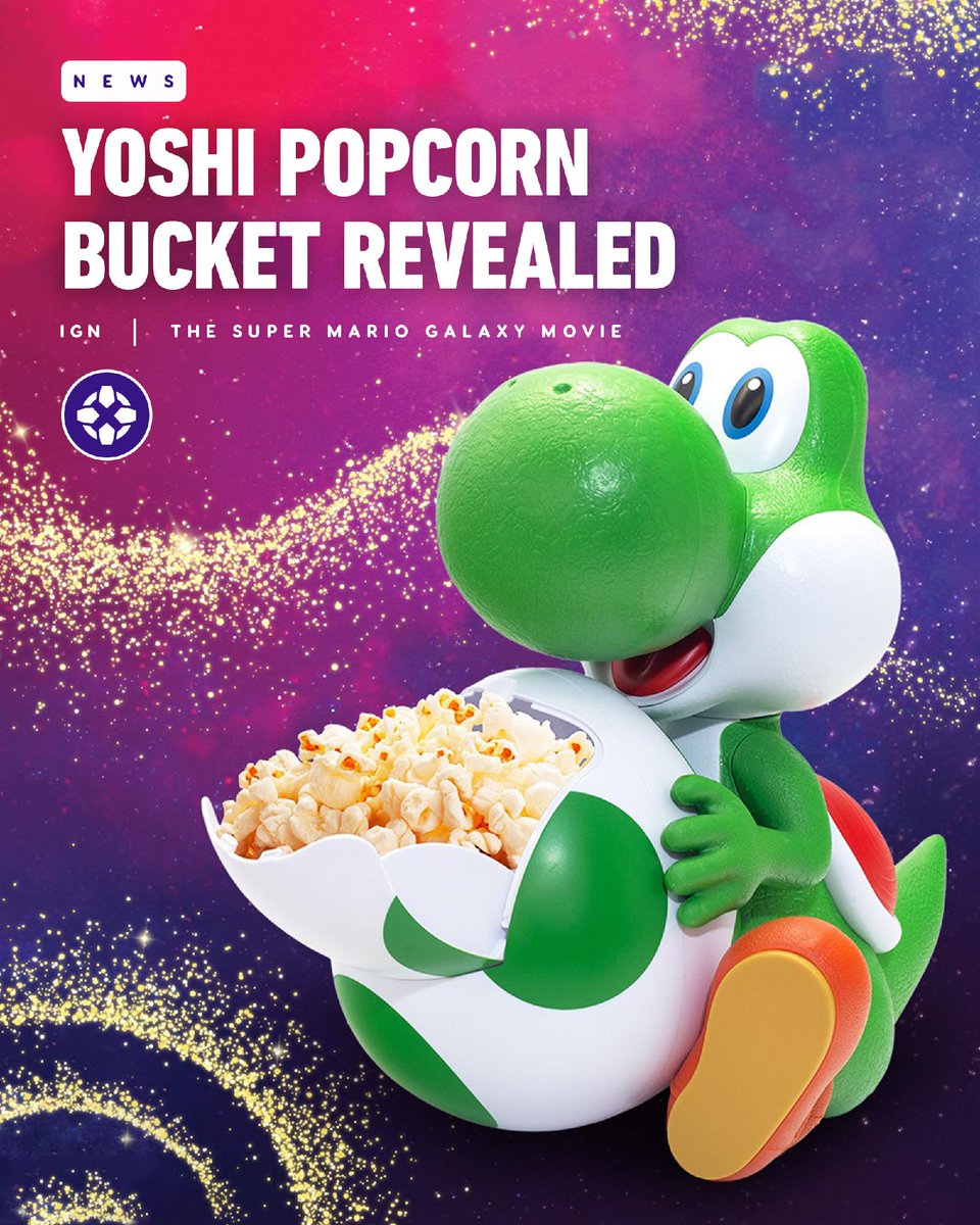 Wahoo! The Yoshi popcorn bucket is coming to AMC Theatres, Regal Cinemas, and Cinemark in celebration of The Super Mario Galaxy Movie, premiering on April 1!