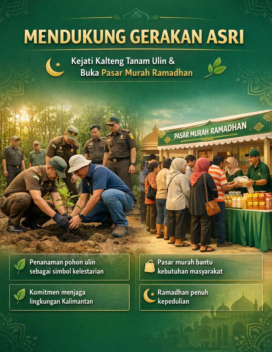 Kejati Kalimantan Tengah dalam mendukung gerakan Asri  dengan mengadakan tanam Ulin dan buka pasar murah Ramadhan #DukungGerakanAsri