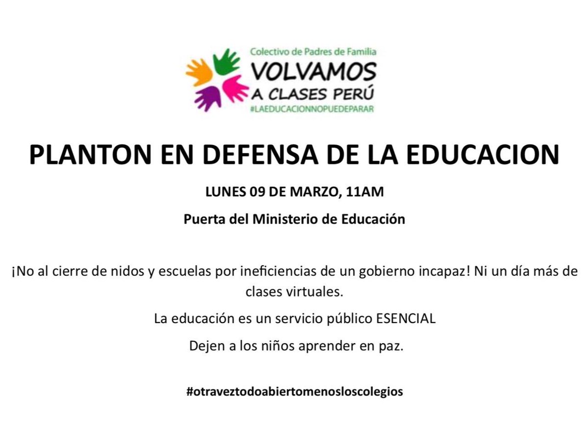 peruaclasesya's tweet photo. Desde @peruaclasesya rechazamos tajantemente las medidas propuestas por el actual gobierno. 

Una crisis energética NO debe resolverse causando daño a la educación.

Invocamos al gobierno a encontrar soluciones rápidas y focalizadas que no comprometan la educación. https://t.co/6n890TWq1i