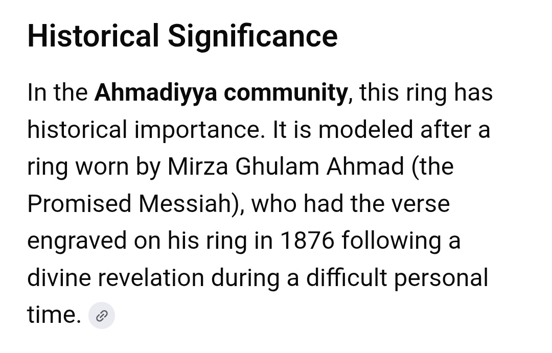 SultanAChoudhr1's tweet photo. @theRealYLH God particularly reveals Himself to Ahmadi Muslims through His attribute Al-Kafi. 

Majority of Ahmadis wear a ring with the inscription: Is Allah not Sufficient for His servant? 

⬇️ https://t.co/XtMkftHTU5
