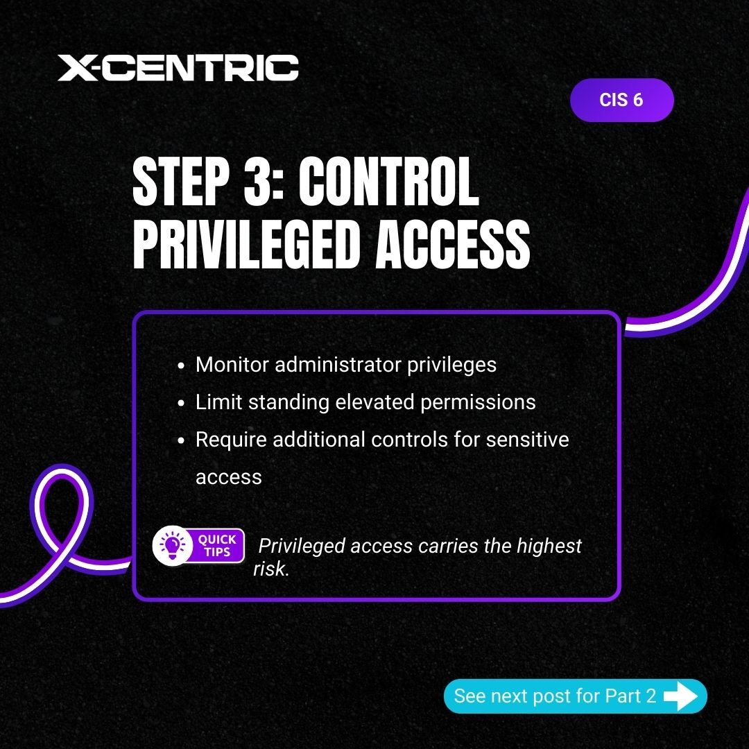 x_centric's tweet photo. Access should match responsibility — not convenience.

CIS Control 6 helps organizations reduce risk by aligning permissions with roles and limiting excessive privileges.

Swipe through to see how access control reduces the impact of compromised accounts.

Post 1 of 2

#SecureHabits  #CISControls #AccessControl #CyberResilience #CyberGovernance