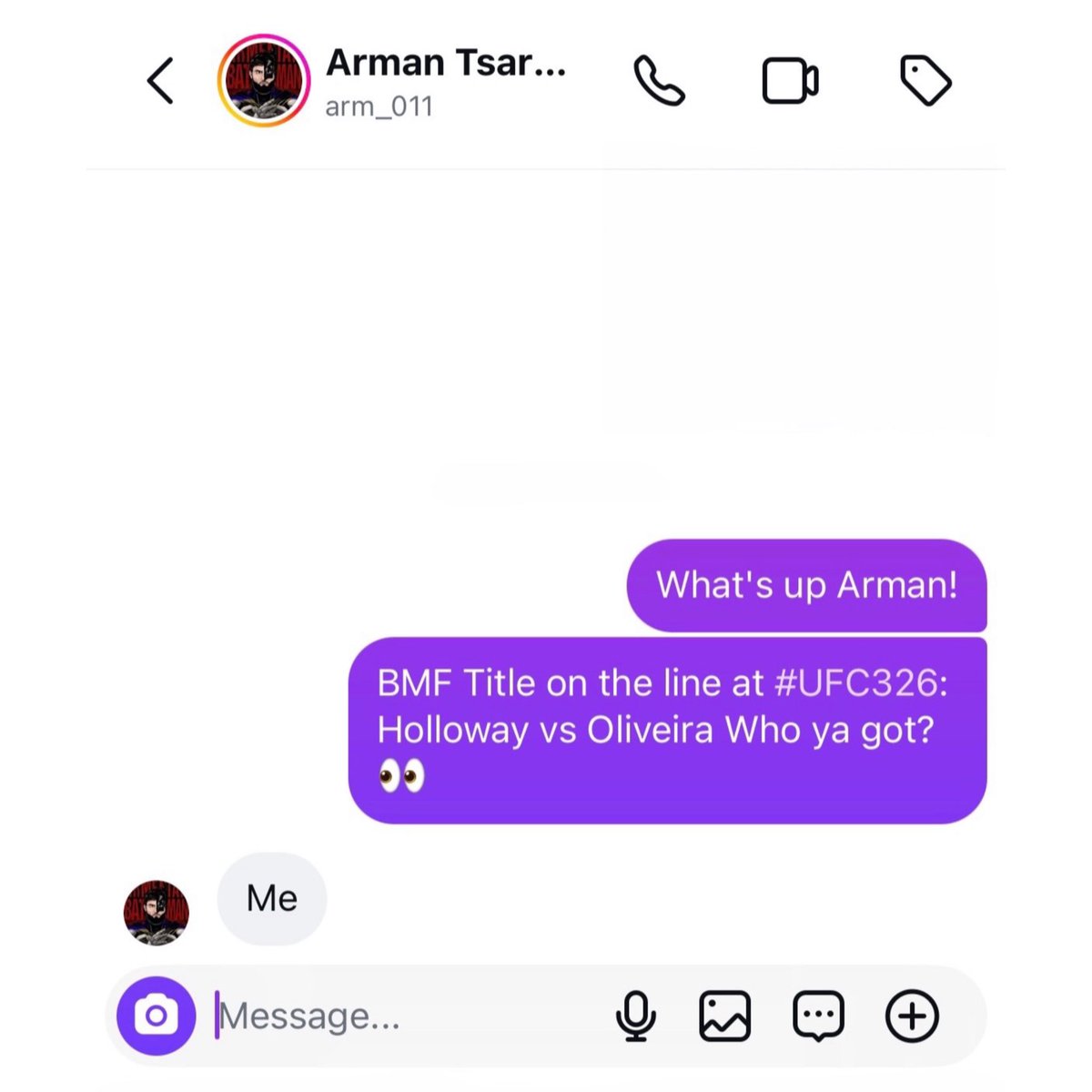Arman Tsarukyan aura farming in the UFC’s dms is crazy work 💀😂