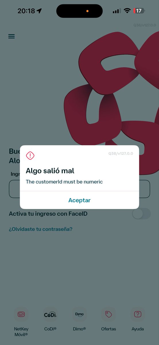 AlondraJimenezR's tweet photo. @banamex llevó un muy buen rato queriendo entrar a la app y no puedo, que pasó? Por qué ya me hizo cambiar la contraseña y además me salió que por seguridad se borró el Face ID, cuánto durará esto? 😕😕 https://t.co/tgRm5sOHqH