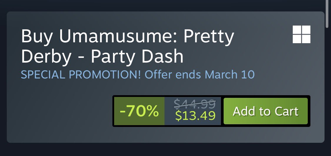 umagirlslover's tweet photo. timely buy umamusume party dash indoctrination. from 45 dollars to 13.49 for more uma content!! how could you say no to that!!! (dlc bundle not currently on sale… but you should buy the base game while it’s 70% off again!!!)

there’s a buncha uma facts only found in this game!! https://t.co/qrNXV3E93q