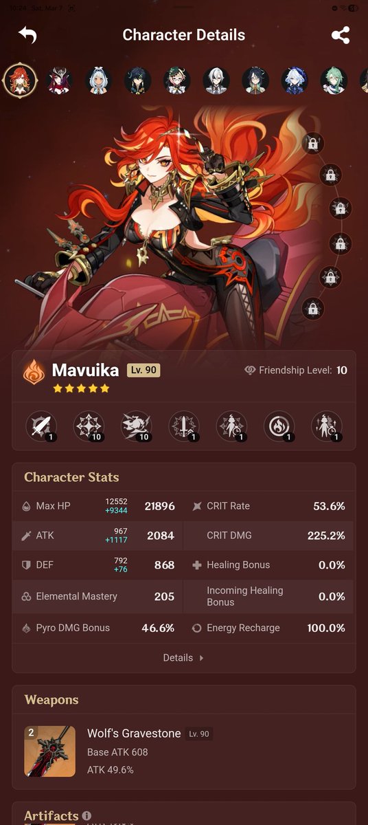 makojjang's tweet photo. @KaitotheHerc oh yeahh i forgot abt the difference in servers im so sorry but anyway here's my mavuika build lmk if u wanna try it https://t.co/bZ7riXTPQr