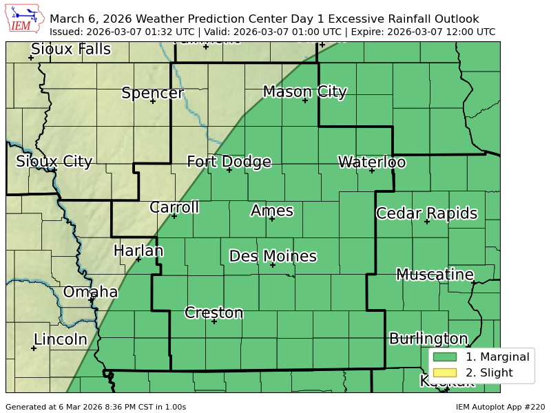 Wpc Riskmap WPC issues Day 1 Marginal Risk Excessive Rainfall Outlook at Mar 7, 1 ...