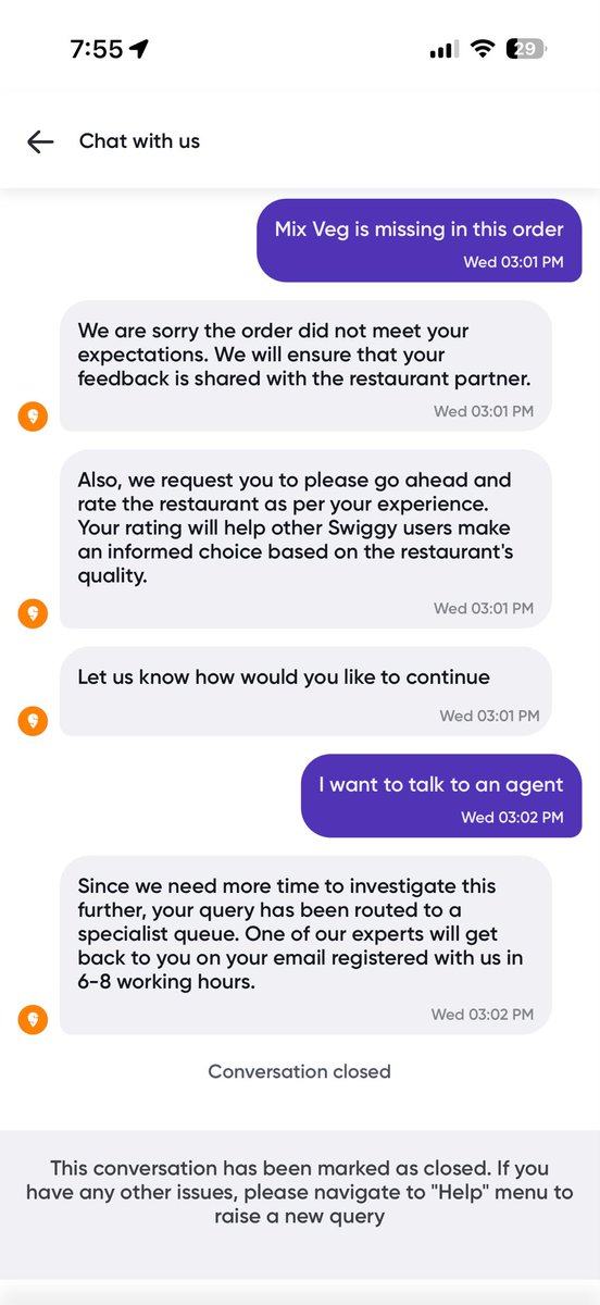 arrieg012's tweet photo. Is it just me or does @Swiggy support feel like it's just bots copy-pasting the same apology in every chat and email? 🤖🙂
At this point I’m not even sure if a human works there anymore.
I’m not sure if I’m waiting for a resolution or just collecting automated sympathy message https://t.co/m22uqYrZ70