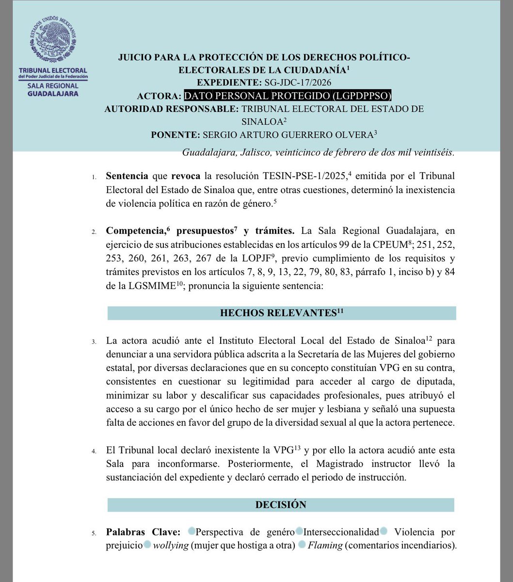 El Tribunal Electoral encontró VPG en mensajes de WhatsApp provenientes de una conversación privada que, al menos según todo lo que se desprende de la propia sentencia, nunca pretendió volverse pública. Se trata de la filtración de una comunicación privada, y el tribunal resolvió