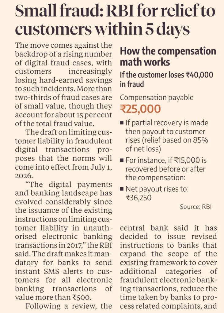PSBPunch's tweet photo. New RBI mandate👇

Instant SMS alerts are now mandatory for all digital transactions above ₹500, starting July 1, 2026. A big move to curb small-value frauds.
@RBI @RBIsays @DFS_India @Cyberdost @FinMinIndia https://t.co/G72QuxvJdx