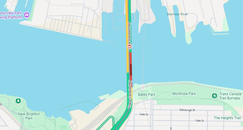 NewsRadioVAN's tweet image. 6:55 #Ironworkers
Crash northbound at midspan in the middle lane. #BCHwy1 #VancouverBC #NorthVan