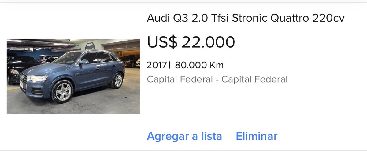 jnjf_'s tweet photo. @panabahn Claramente el S3 es mas fachero y tiene mas potencia pero con la mitad de guita te llevas una Q3 2.0T quattro mismo año km etc.  Ademas la Q3 la maneja una madre al jardin y el S3 probablemente lo pistearon. 

Esta muy mal el razonamiento? https://t.co/GjfR4tzmTJ