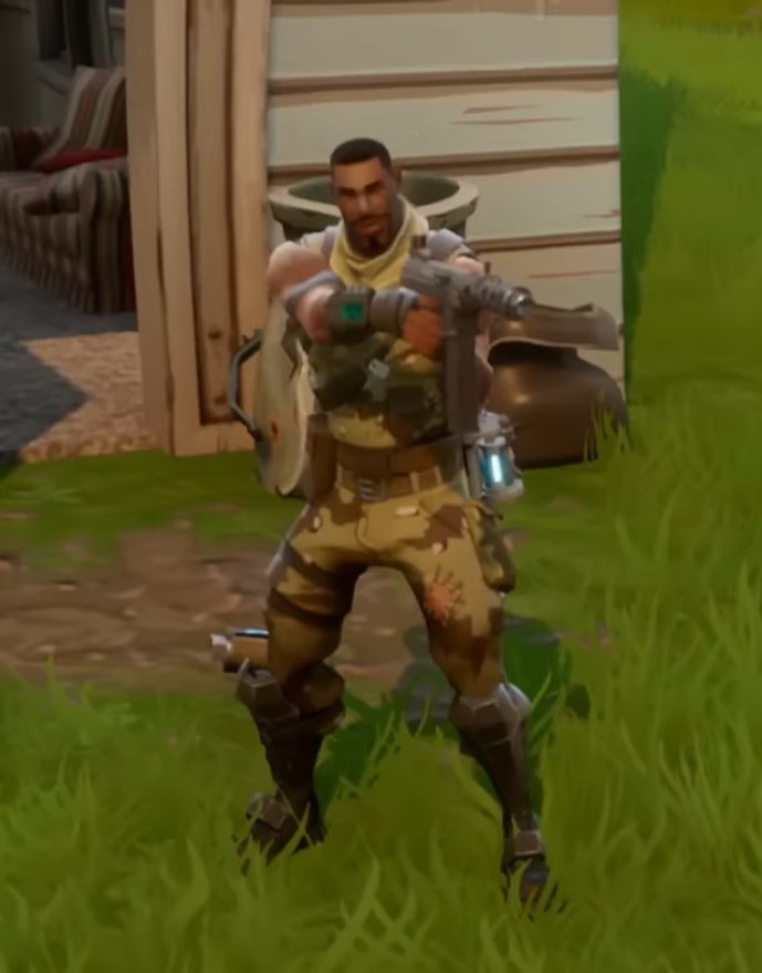 Starlight_Skull's tweet photo. In the initial launch trailer of Fortnite Battle Royale Save The World hero "Rare Commander Spitfire" can be seen! 

This is apparent by the grenades equipped around his waste!

(Submitted by 
@NamesNotAiden
 ) https://t.co/YFUHBQ7niC