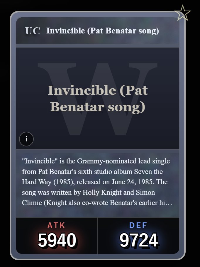 ev0lence's tweet photo. Wikigacha UC - Invincible by Pat Benatar https://t.co/hzvA07FI9n
