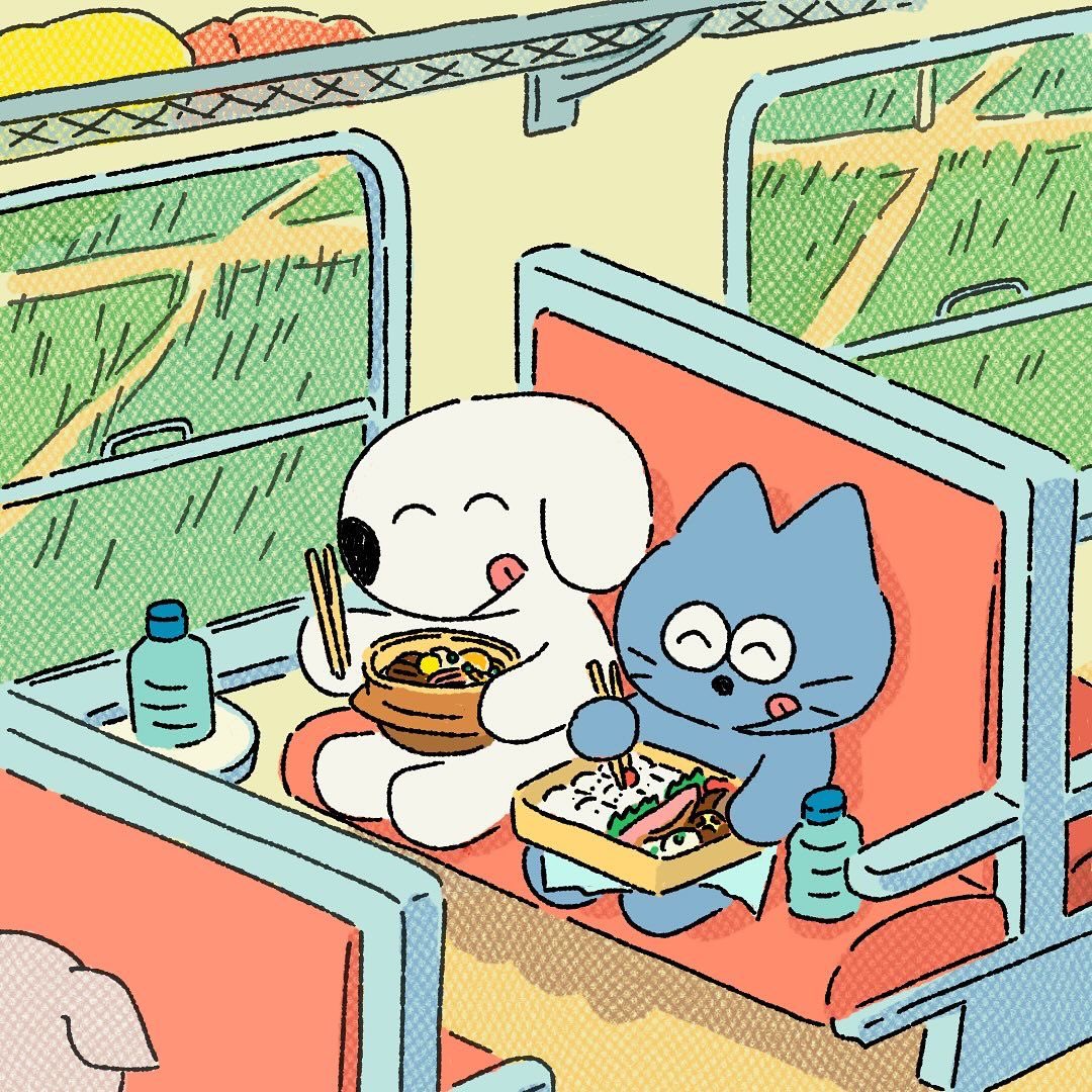 電車で食べるお弁当

たのしい、おいしい😋

#イラスト