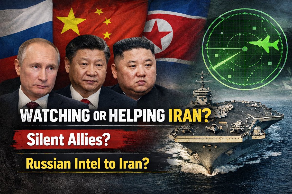 IranSuprem80867's tweet photo. 🚨Breaking: Reports say Russia, China and North Korea are mostly watching the war diplomatically, raising questions about whether they abandoned Iran. However, another report claims Russia is providing Iran with intelligence on US warship locations and aircraft coordinates. #ForYou #BreakingNews